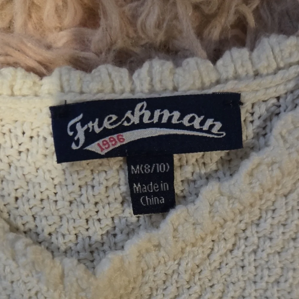 Cream Knit Dress with Lace Hem - Picture 2 of 4